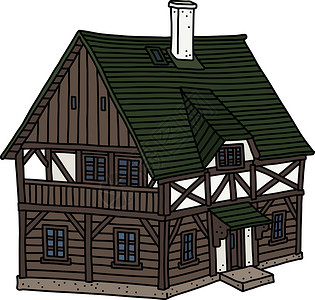 历史悠久的半木结构房屋农场小屋村庄卡通片家庭国家民间农业背景图片