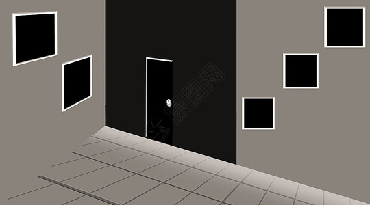 室内房间插图虚拟就像从最上面的角度绘制的 墙上有框架和门公寓建筑黑与白工作室抛光厨房展示建筑学渲染民众背景图片