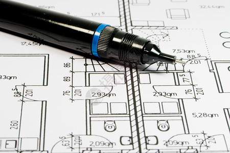 建筑图绘制和工具墨水管状建设工程房地产房子绘画绘图建造计划背景图片