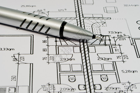 建筑图绘制和工具计划工程办公室房子绘画墨水施工图建造管状绘图背景图片
