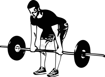在健身房用杠铃进行举重锻炼交叉饮食肌肉运动员男人健美哑铃插图重量运动背景图片
