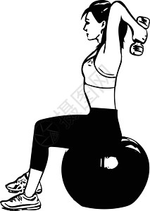 站着拿小黑板展示的活力女性图片穿着运动服的年轻女子用 ba 展示普拉提练习运动员身体体操活动平衡健身房女孩运动培训师福利插画