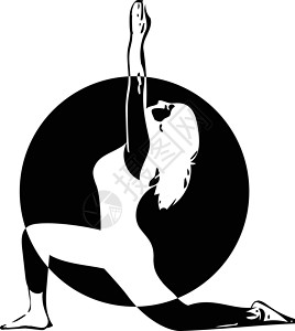 瑜伽表演美丽的运动适合瑜伽女人练习瑜伽草图女孩平衡女士健身房灵活性绘画身体冥想训练设计图片