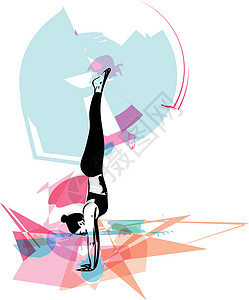 瑜伽表演美丽的运动适合瑜伽女人练习瑜伽插图平衡活力艺术灵活性女性沉思冥想健身房身体设计图片
