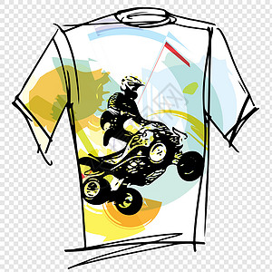 男装衬衫运动鞋运动越野摩托车发动机极限绘画冒险车轮赛车打印插画