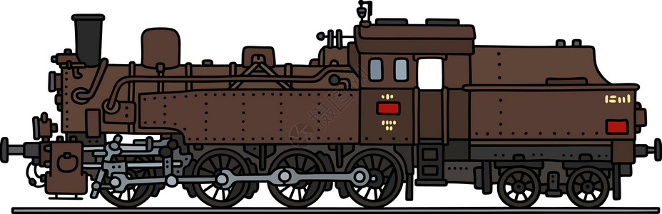 旧棕色蒸汽机车插画