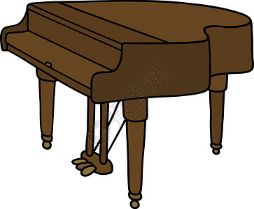 经典的棕色三角钢琴流行音乐钥匙乐器音乐会乐队钢琴家音乐卡通片爵士乐键盘插画
