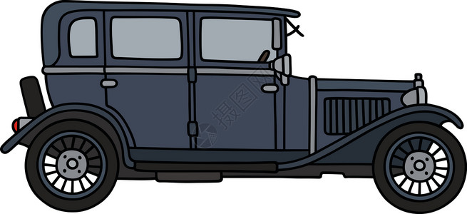 古老的黑暗车蓝色轿车车辆灰色卡通片运输背景图片