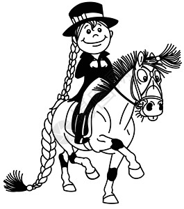 马面裙卡通裙袋竞争对手孩子女孩小马插图动物染色训练竞赛竞争插画