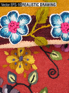 帕拉布泰奥南美印地安梭织布组织毯子装饰品传统刺绣针线活羊毛艺术文化宗教插画