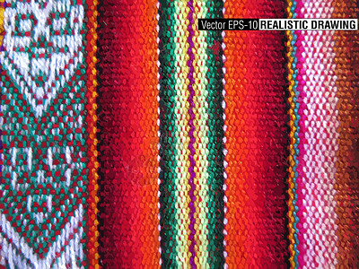 帕拉布泰奥南美印地安梭织布宏观毯子文化艺术羊驼考古学传统编织棉布材料插画