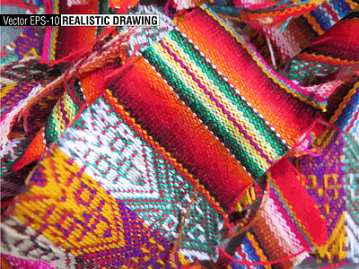 桑布卡斯南美印地安梭织布羊毛羊驼棉布手工宏观文化传统编织装饰品宗教插画