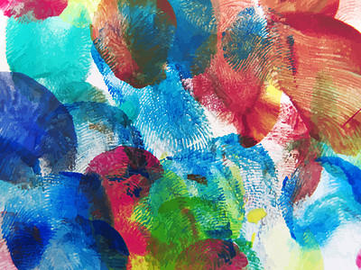 多彩抽象水彩画海浪蓝色创造力指纹洗图草图染料水彩手指手工背景图片