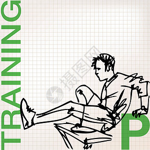 男人在健身房做伸展运动的插图酒吧数字身体运动员训练活力成人力量男性地面背景图片