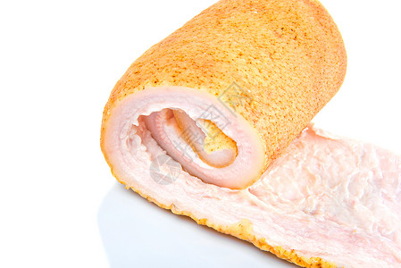 猪肚子是白种背景的食物营养美食鱼片厨房摄影熏肉作品腹部皮肤背景图片