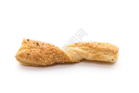白背景的糖饼干面包被孤立小吃早餐食物饼干饮食营养白色美食棕色硬皮背景图片