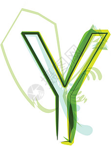 绿色字母素材绿信透明度生长语法叶子生态绿色植物字体字母创造力回收插画