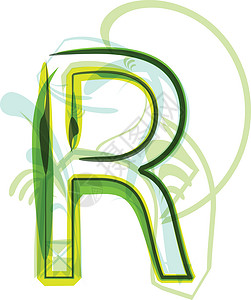 绿色字母S绿信刻字生长环境插图回收透明度字母生态缩写绿色植物插画
