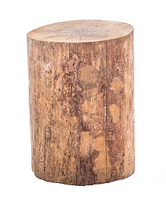 孤立的粗木头凳子或椅子 手工制造的手工艺家具雕刻树干白色材料树桩工艺圆形木板工匠棕色背景图片