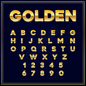 杂志字体字母字体 带数字的金色字母 矢量 Eps10插画