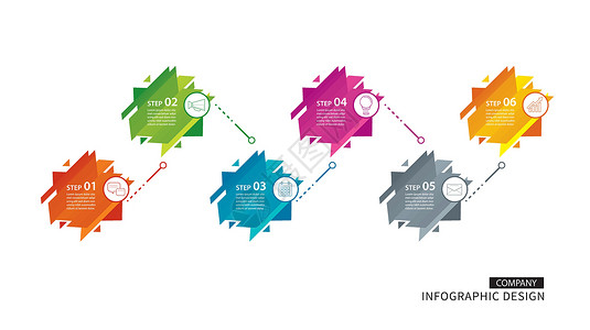 带有 6 个抽象选项模板的几何信息图 礼物背景图片