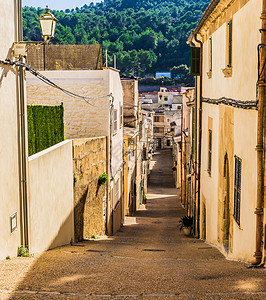 西班牙马杰卡州卡普德佩拉老地中海城镇背景