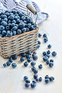 蓝莓篮木采摘篮子水果蓝色饮食食物甜点浆果高清图片