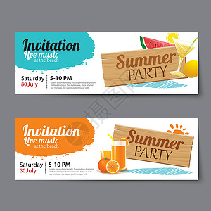 果汁传单夏季泳池派对门票模板俱乐部乐趣热带海报横幅水池卡片折扣传单海滩设计图片