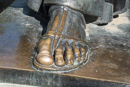 伊万梅斯特罗维奇雕塑尼因戈里戈里的脚文化青铜雕像脚趾旅游地标历史城市纪念碑艺术背景