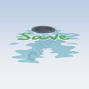 守法用法节约用水环境横幅海报头脑蓝色洗涤生态流动地面用法插画