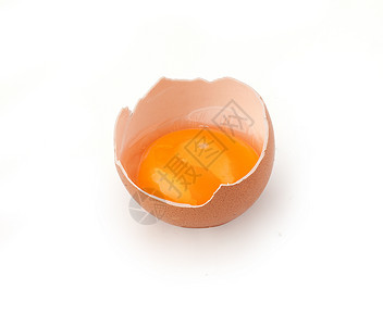 蛋壳中的黄球蛋黄食物生产黄色白色背景图片