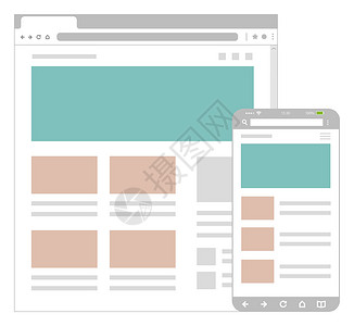网页线框布局图 Web 设计模板 f用户导航商业插图界面电脑桌面互联网小样网络背景图片