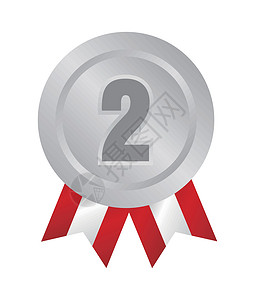 排名奖牌图标说明 银牌第二名冠军丝带设计金属挑战信息商业庆典标签绘画插画
