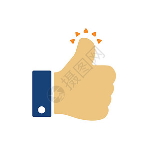 play按钮竖起大拇指图标好等投票手势商业拇指白色按钮社区手指插图社会设计图片