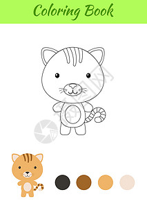 猫带孩子素材着色页快乐的小宝贝猫 孩子们的图画书 埃德设计图片