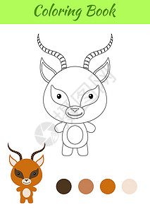 叉角羚着色页快乐的小小瞪羚 孩子们的图画书设计图片
