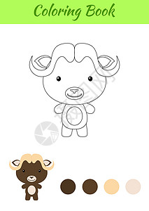 游戏牛素材着色页快乐小宝贝麝香牛 孩子们的图画书设计图片