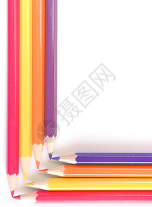 彩色铅笔木头白色绘画橙子收藏艺术紫色教育学校蜡笔背景图片