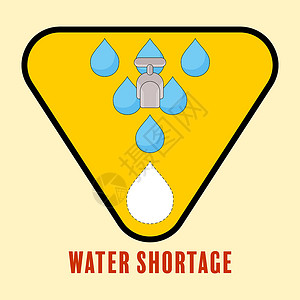 更少缺水警告标志插画