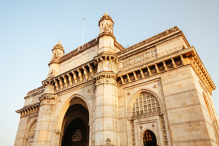 孟买弯印度孟买的印度网关游客历史性地标建筑奢华入口观光港口旅行吸引力背景