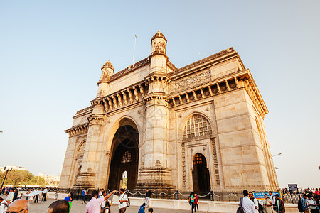 印度孟买的印度网关景观建筑学港口奢华历史吸引力纪念碑建筑城市地标背景图片