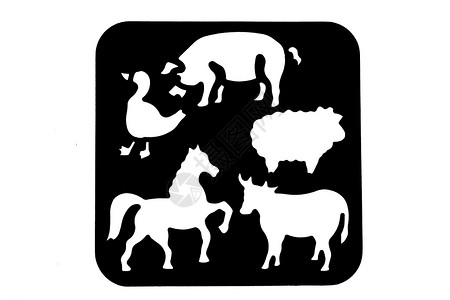 动物先天形状白色邮票模版涂鸦插图背景图片