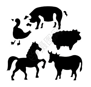 动物先天形状邮票涂鸦模版白色背景图片