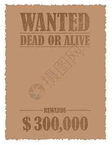 Grunged 通缉纸模板矢量图 美国老西部牛仔框架海报刑事荒野团伙空间报酬载体猎人背景图片