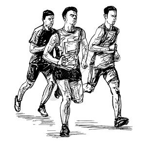 芝加哥马拉松跑步比赛示意图男人优胜者活动团体赛跑者绘画插图运动竞赛行动设计图片