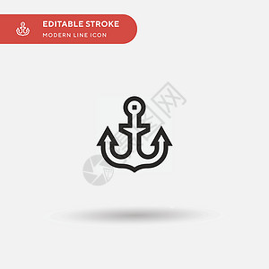 Anchor 简单向量图标 说明符号设计模板 f标识古董水手血管绳索海军徽章海盗旅行海洋背景图片