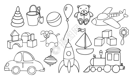 2岁儿童1 2婴儿火车气球飞机孩子涂鸦绘画金字塔玩具游戏设计图片