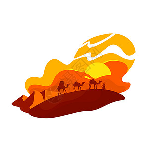 地理信息图表沙漠2D矢量网络横幅 海报插画