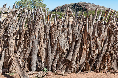 达马拉兰达马拉人生活博物馆的传统围栏背景