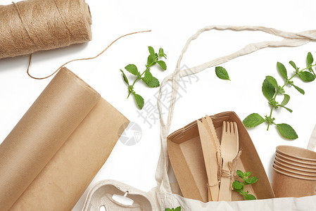 纸餐具食物竹子高清图片